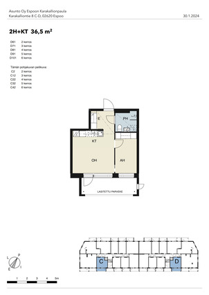 Rental Espoo Karakallio 2 rooms -