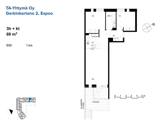 Rental Espoo Mankkaa 3 rooms