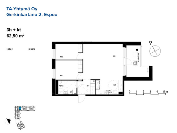 Rental Espoo Mankkaa 3 rooms