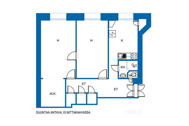 Vuokra-asunto Helsinki Etu-Töölö Kaksio Kaunis neljännen kerroksen koti arvostetulla paikalla.