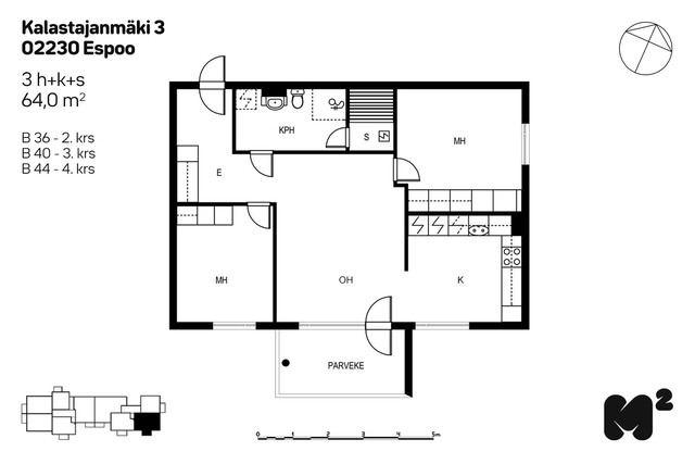 Vuokra-asunto Espoo Matinkylä 3 huonetta