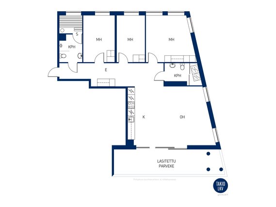 Vuokra-asunto Helsinki Kalasatama 4 huonetta Talon julkisivu Redin suunnasta tarkasteltuna