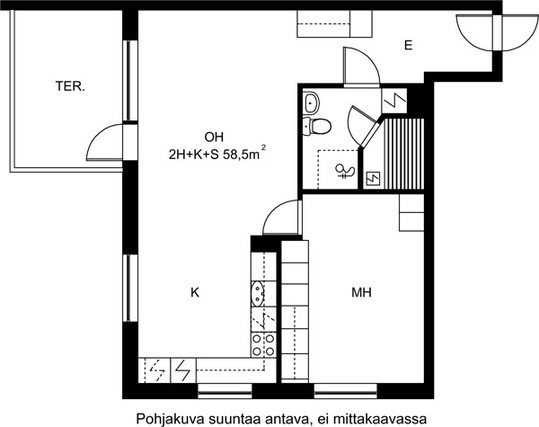 Vuokra-asunto Oulu Laanila Kaksio Julkisivukuva