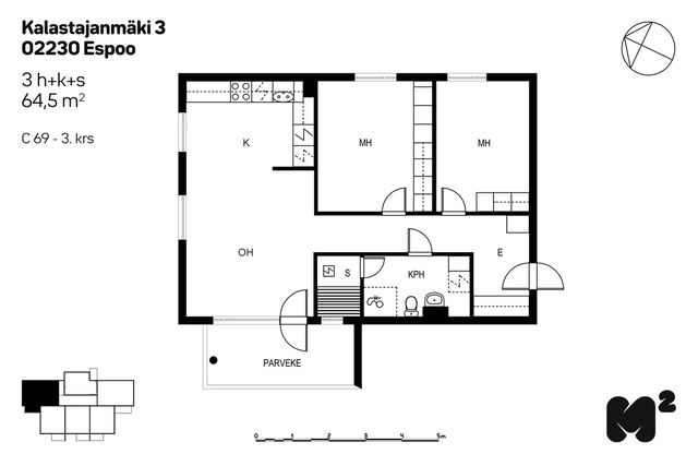 Vuokra-asunto Espoo Matinkylä 3 huonetta