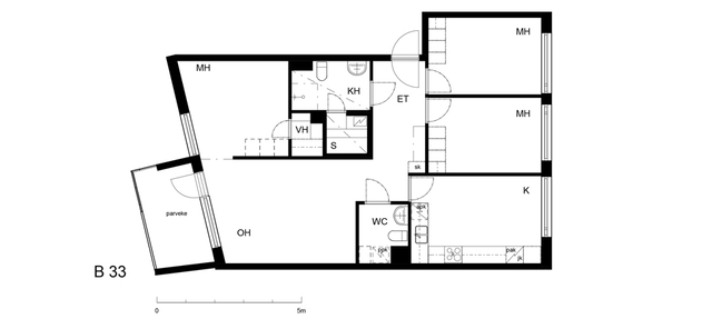 Vuokra-asunto Helsinki Ruoholahti 4 huonetta B 33  Itämerenkatu 30 B 33