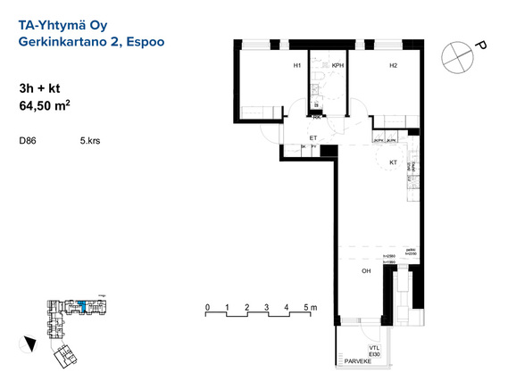 Rental Espoo Mankkaa 3 rooms