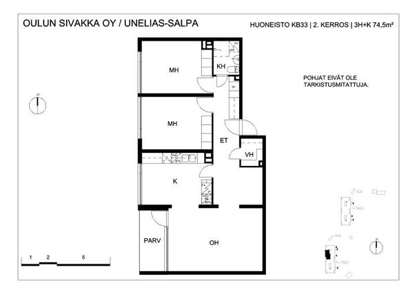 Vuokra-asunto Oulu Puolivälinkangas 3 huonetta