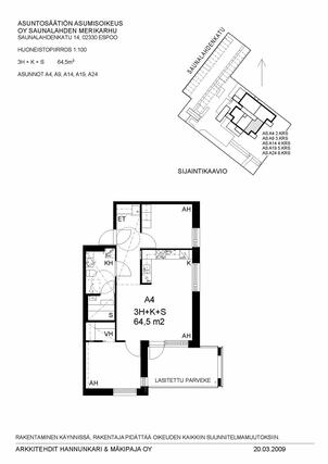 Right of occupancy apartment Espoo Saunalahti 3 rooms