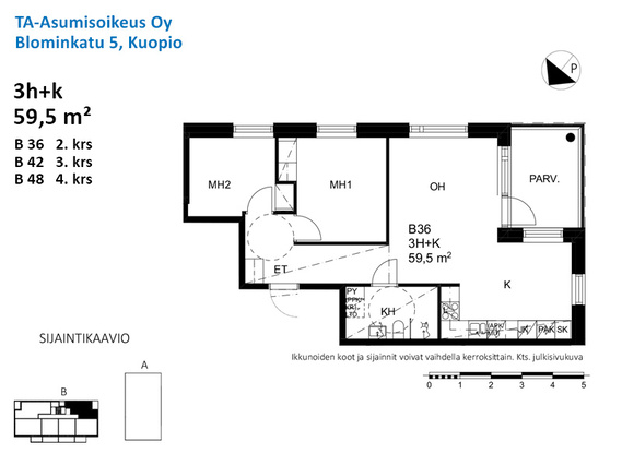Right of occupancy apartment Kuopio Litmanen 3 rooms