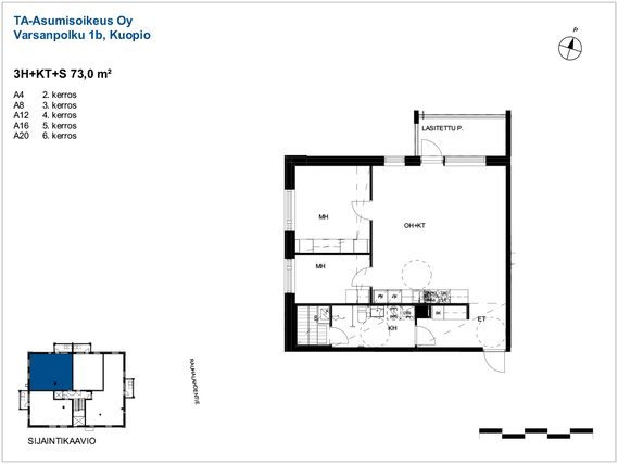 Right of occupancy apartment Kuopio Jynkkä 3 rooms