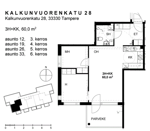 Vuokra-asunto Tampere Kalkku 3 huonetta