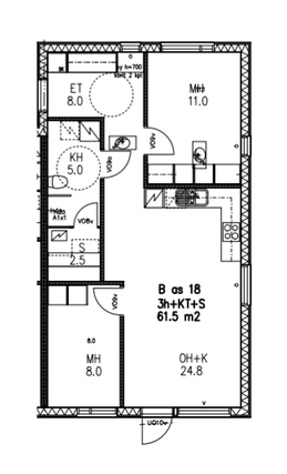 Rental Nokia Keskusta 3 rooms