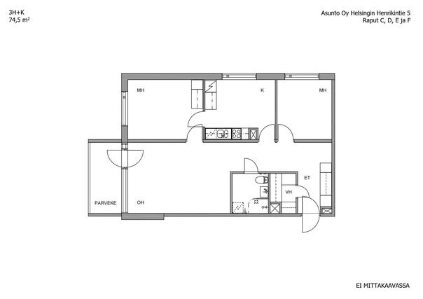 Rental Helsinki Pitäjänmäki 3 rooms Kampanjakuva