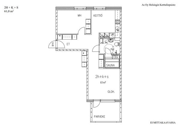 Rental Helsinki Herttoniemi 2 rooms Pääkuva