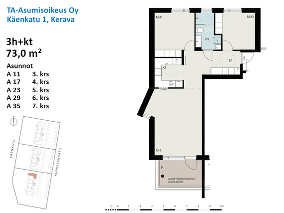 Right of occupancy apartment Kerava Kaleva 3 rooms