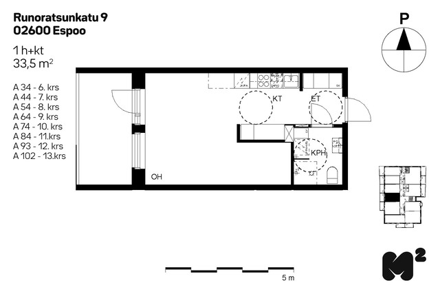 Vuokra-asunto Espoo Vermonniitty Yksiö
