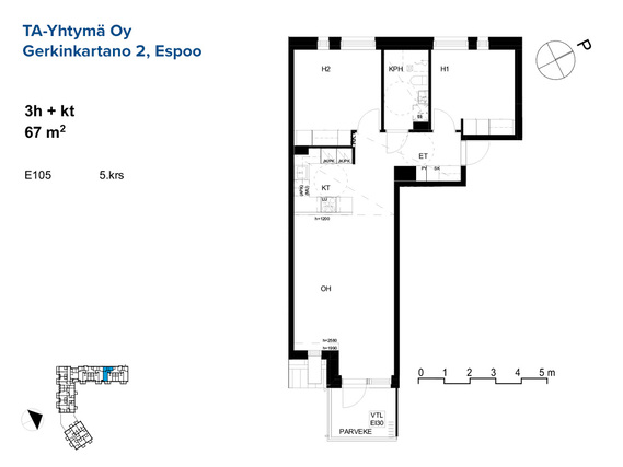 Rental Espoo Mankkaa 3 rooms