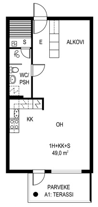 Rental Tampere Epilä 1 room Pohjakuva