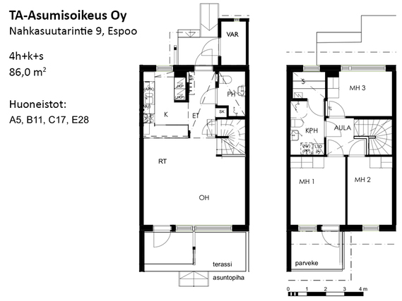 Right of occupancy apartment Espoo Kurttila 4 rooms