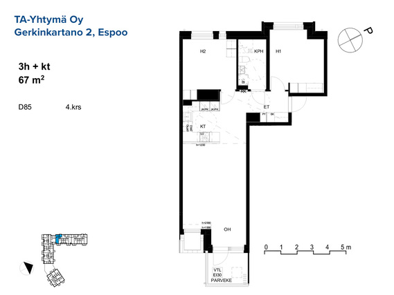 Rental Espoo Mankkaa 3 rooms
