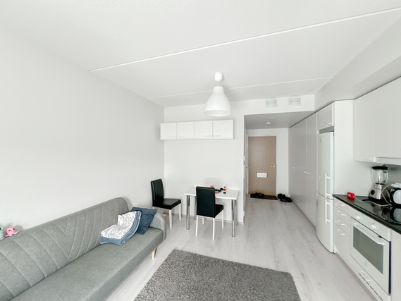 Vuokra-asunto Tampere Hervanta Yksiö Uudehkon talon 2/5 kerroksen yksiö, jossa rankalainen parveke.