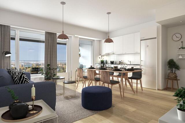 Rental Helsinki Munkkivuori 5 + Havainnekuva olohuone